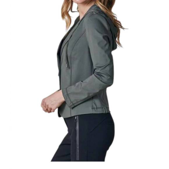 NEW ZHRILL darcia techno hooded blazer in grape leaf - Picture 3 of 4